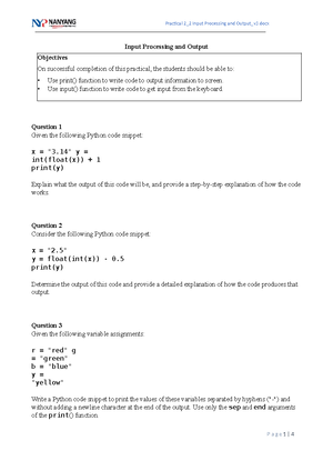 Practical 2 1 Variable Data Types Arithmetic - Variable Data Types and ...