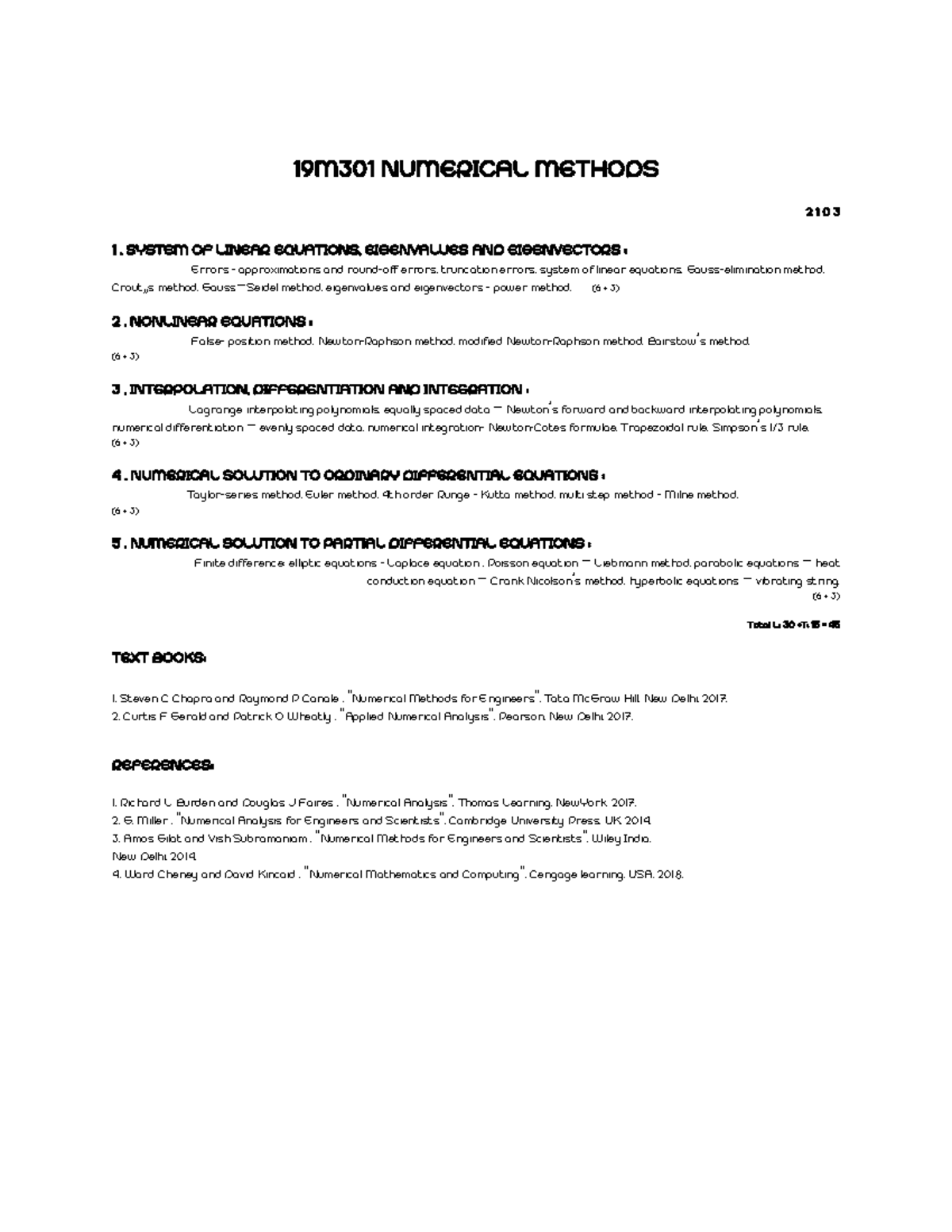 S3 - 19 M 301 Numerical Methods Course Overview and Key Concepts - Studocu