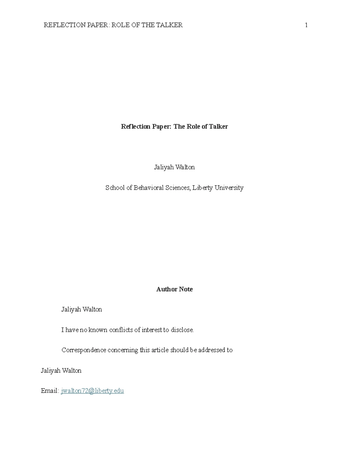 Reflection Paper: The Importance of Being a Good Listener - Studocu