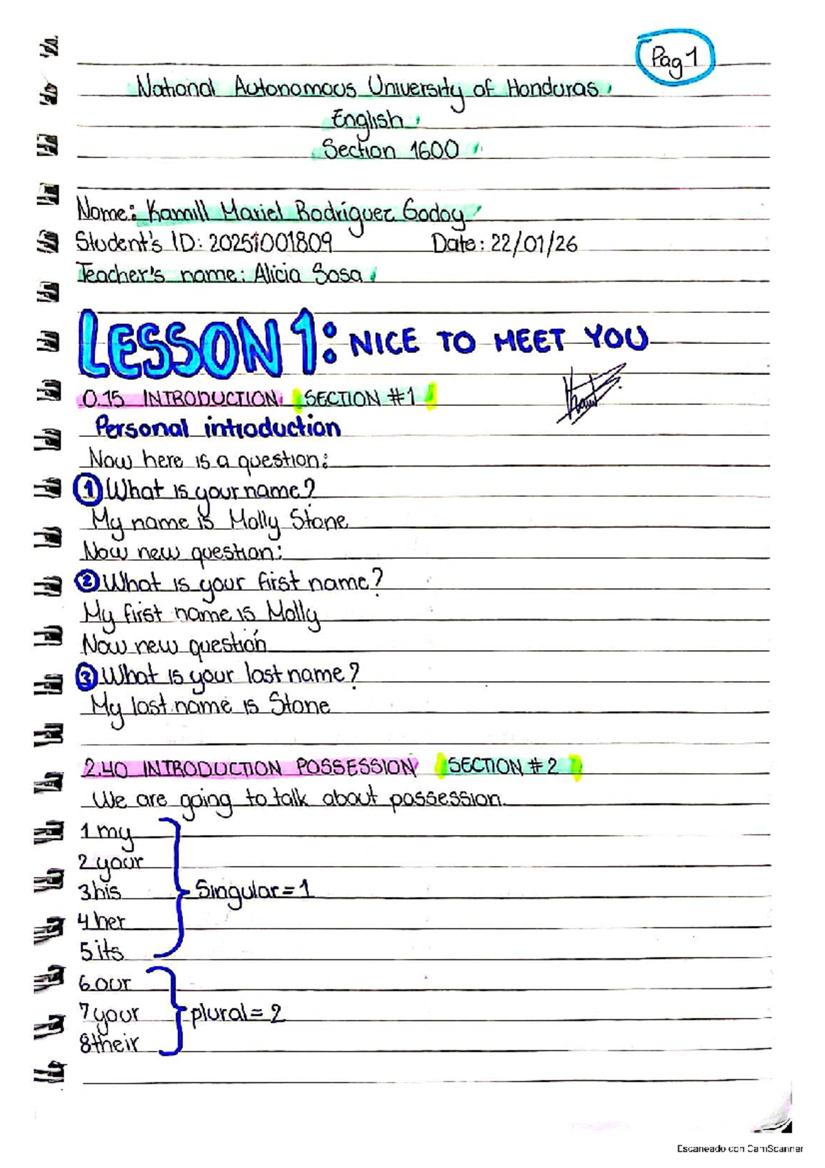 Personal Introduction Practice - Course Code: 20251001309 - Studocu