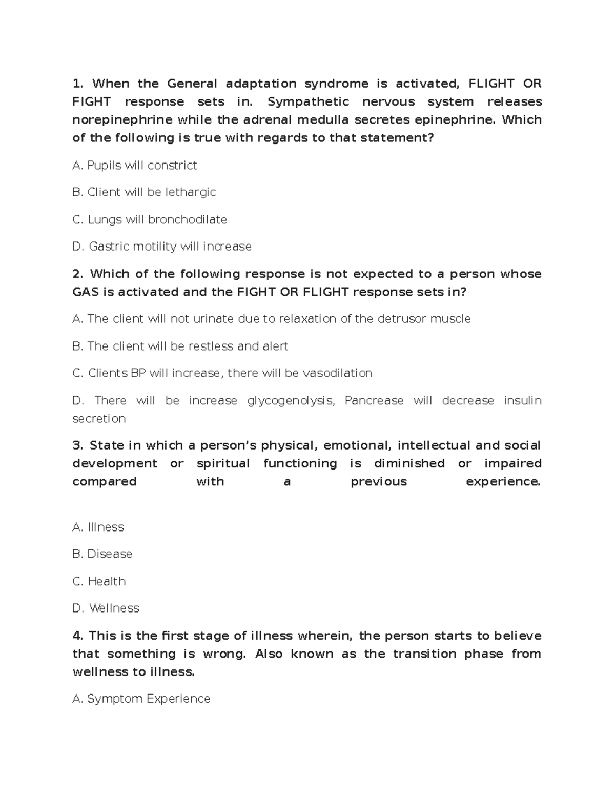 Fundamentals of Nursing Part 6 - When the General adaptation syndrome ...