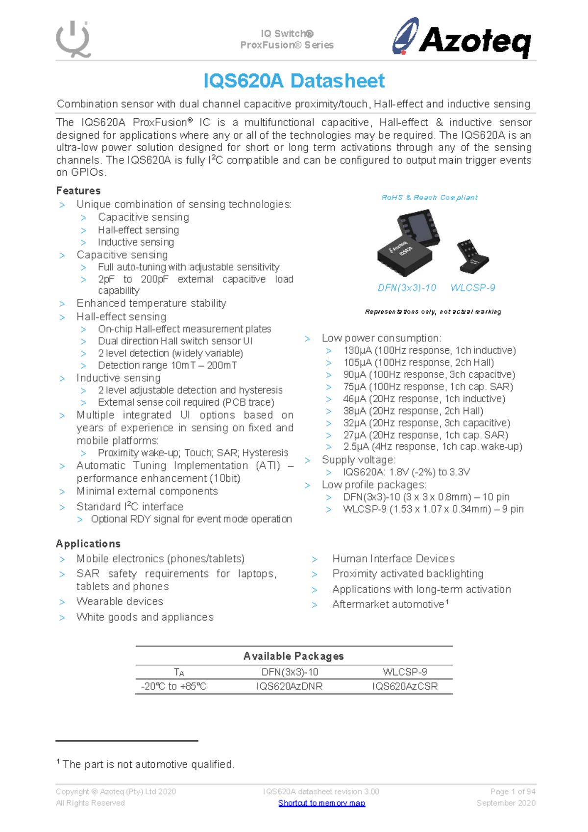 IQS620A Datasheet: Dual Channel Capacitive & Inductive Sensor Overview ...