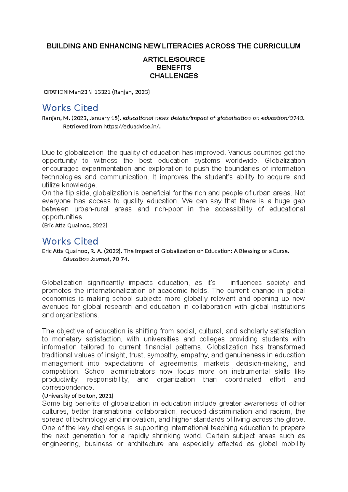 Globalization - citation - BUILDING AND ENHANCING NEW LITERACIES ACROSS ...