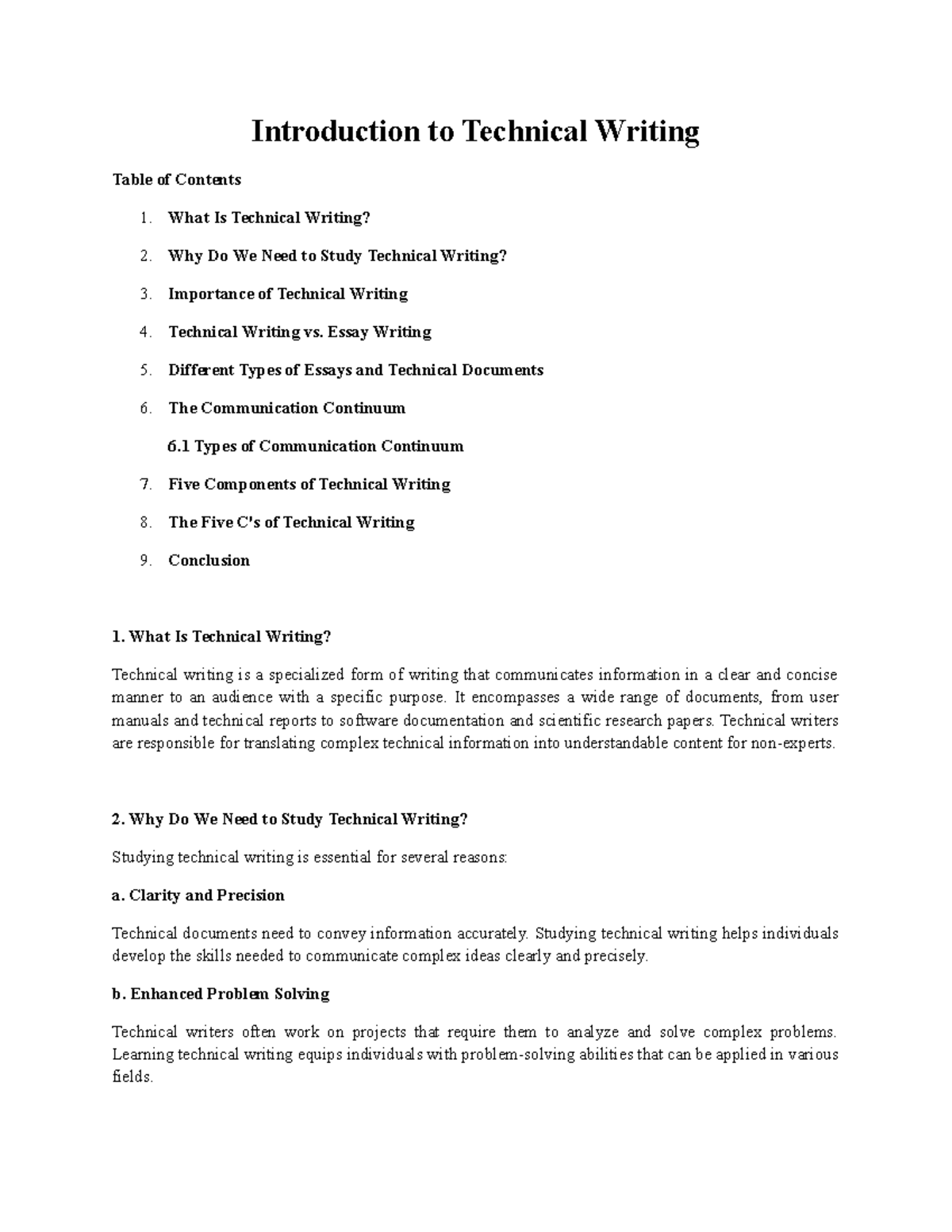 Introduction to Technical Writing: Key Concepts and Principles - Studocu