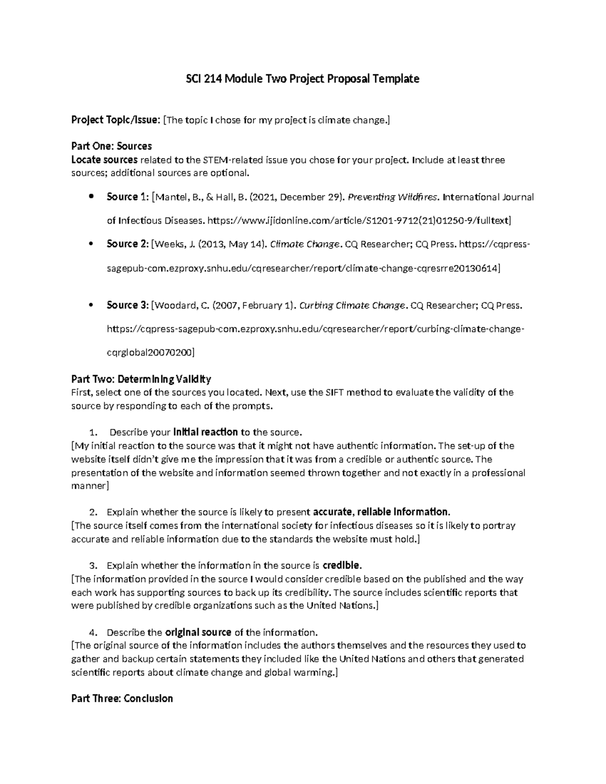 SCI 214 Project Proposal Template on Climate Change Issues - Studocu