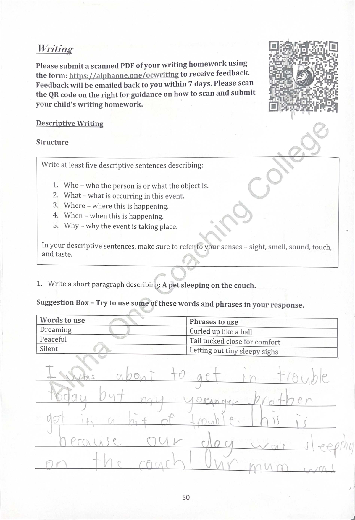 College Writing Homework Guidelines and Descriptive Writing Tips - Studocu