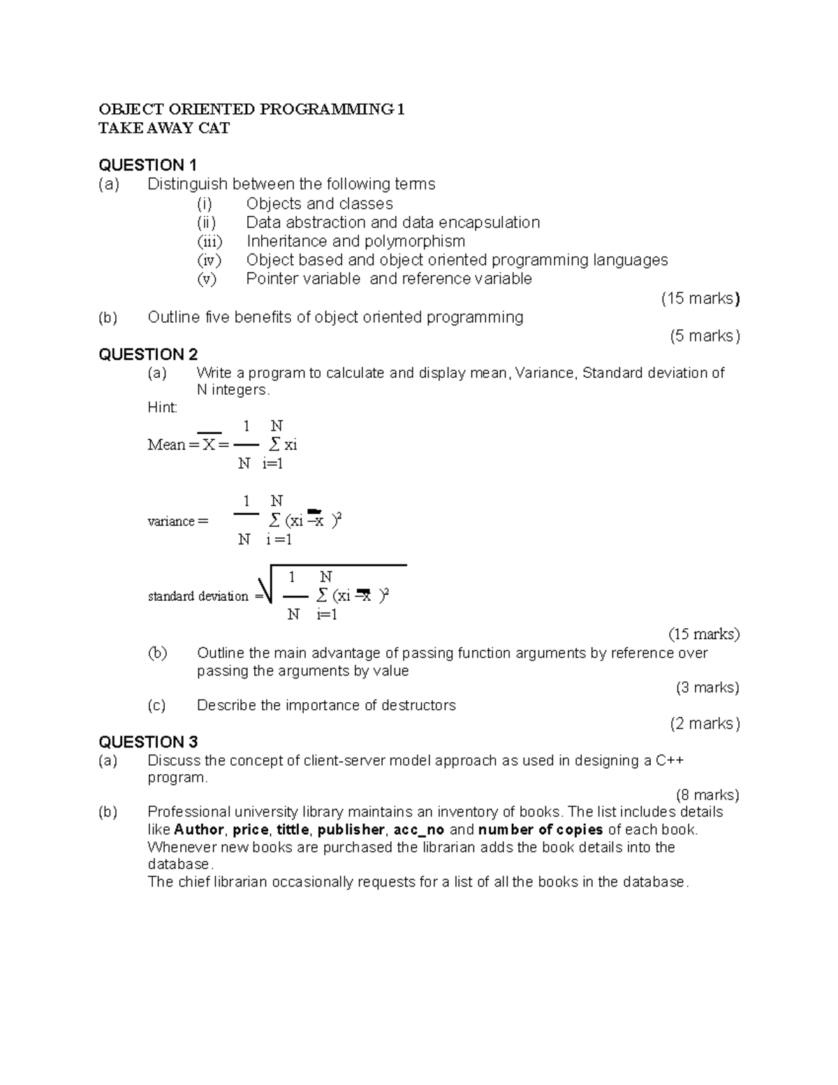 OOP TAP - Practice Questions on Object Oriented Programming Concepts ...
