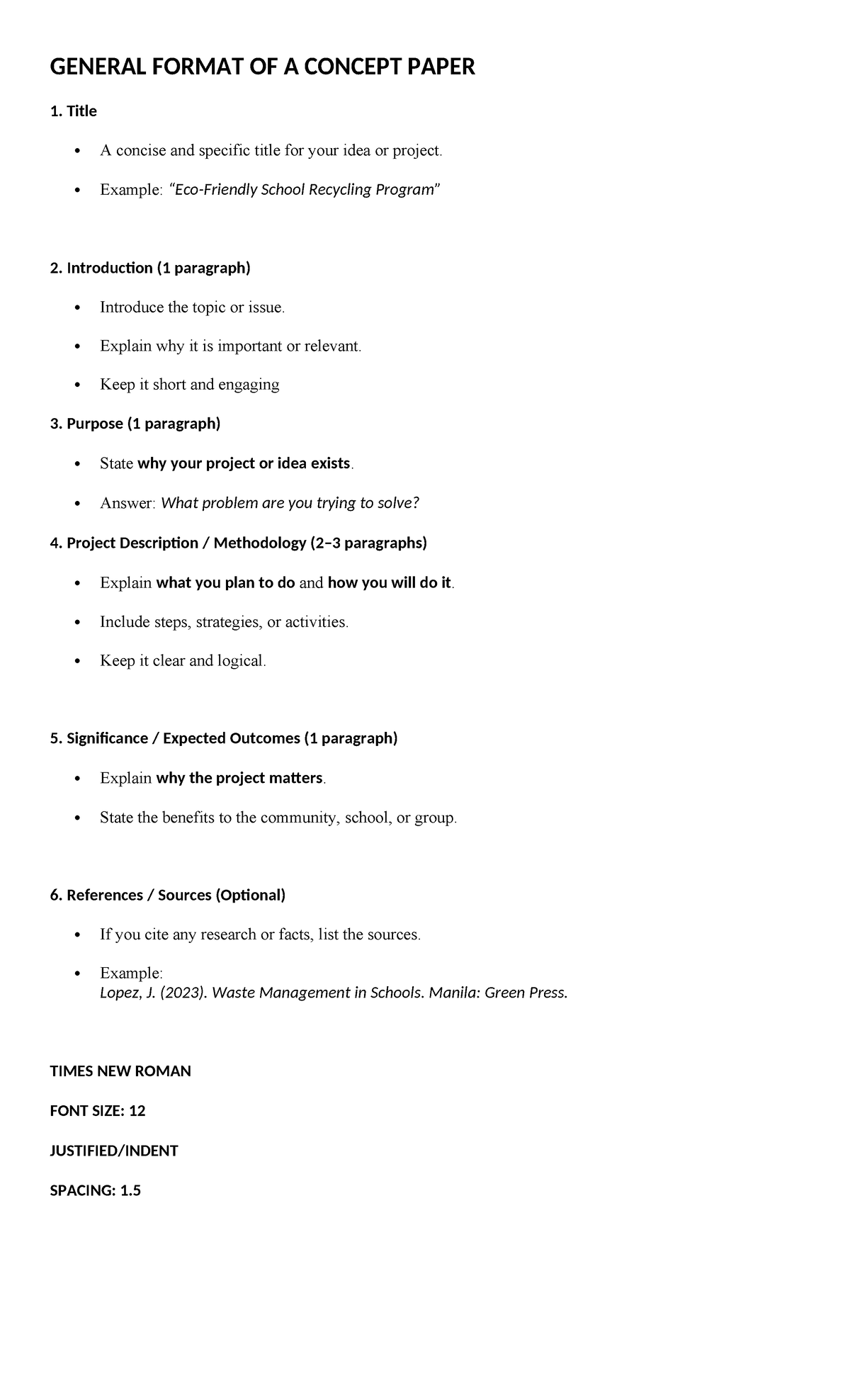 Concept Paper Format Guidelines for Effective Projects - Studocu