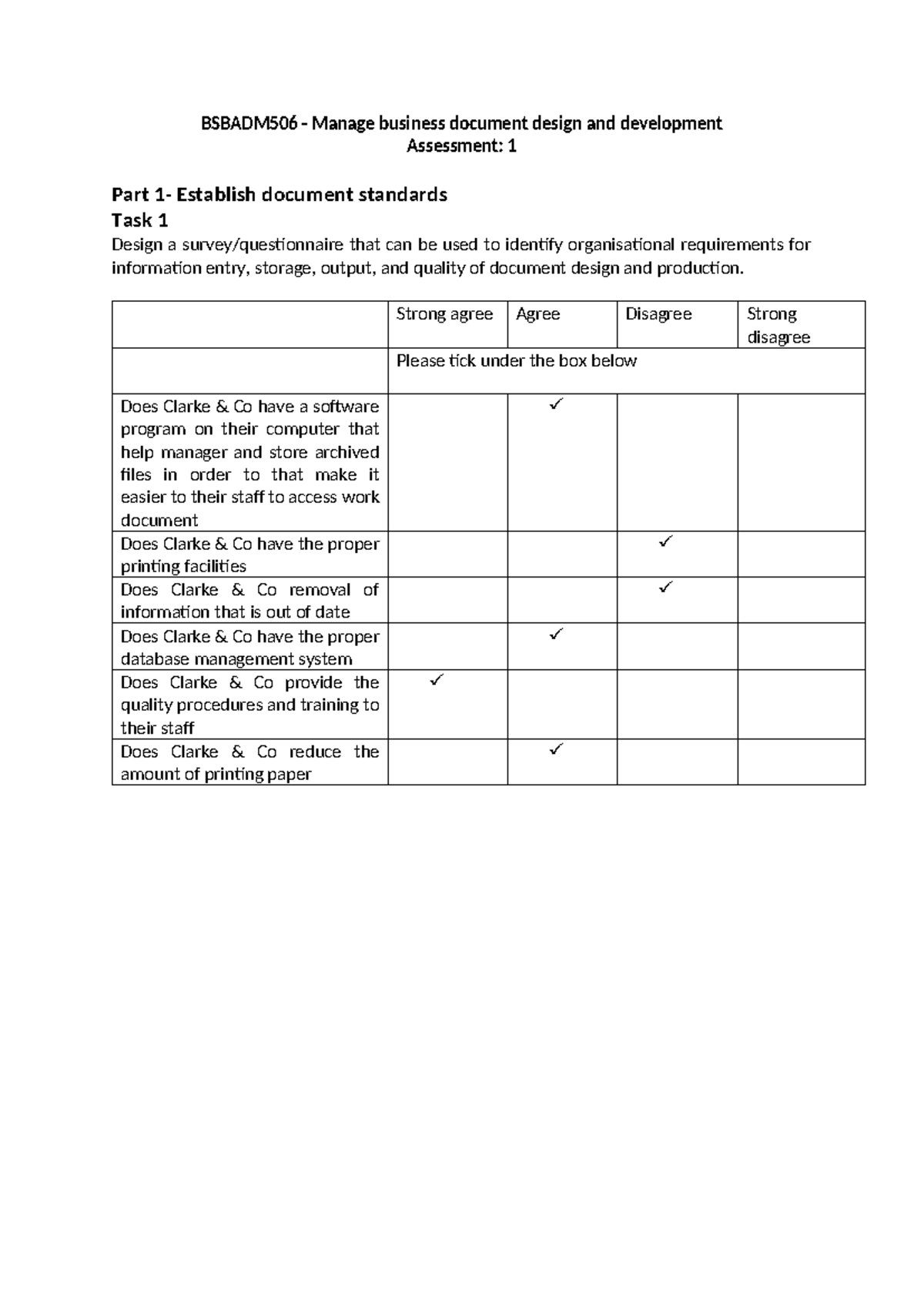 Bsbadm 506 Assessment 1 - BSBADM506 - Manage business document design ...