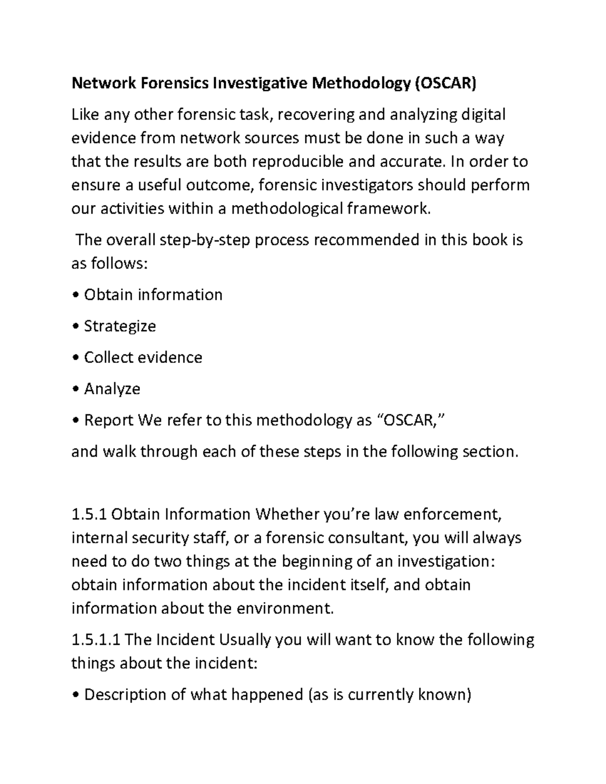 Network Forensics Investigation Methodology: OSCAR Framework Guide ...
