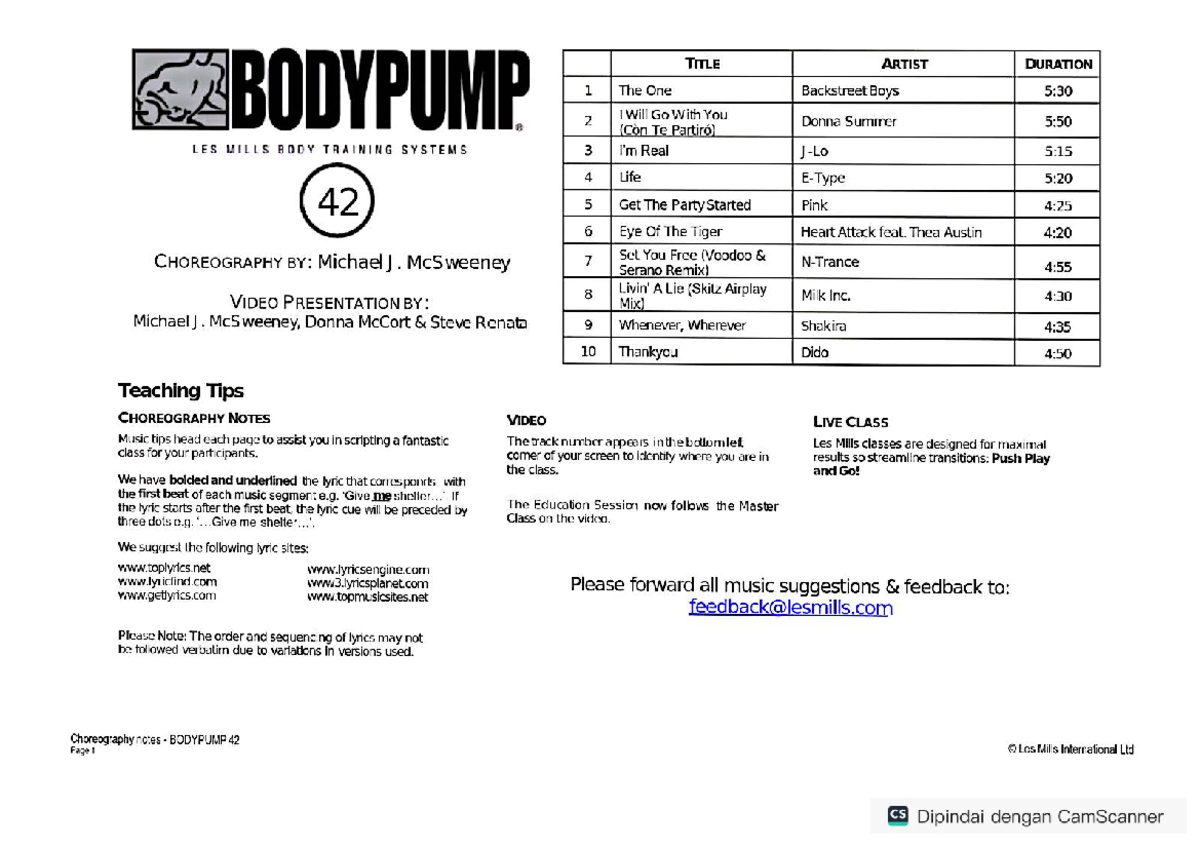 LESMILLS BODYPUMP　CD　36 41 42 47 50　まとめ BODYPUMP 42 Choreography Notes and Music Segments - Studocu