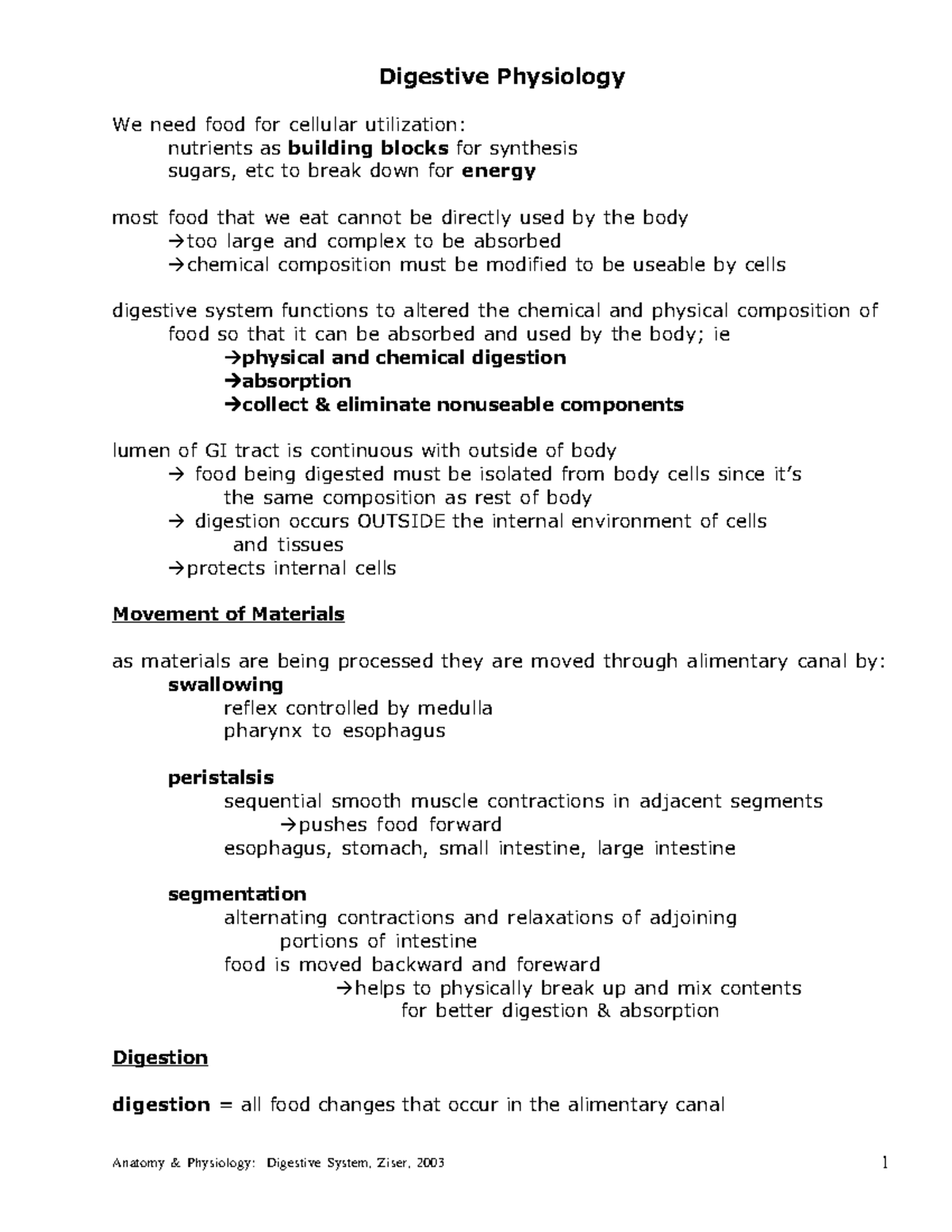 Digestive Physiology - Comprehensive Overview and Key Concepts - Studocu