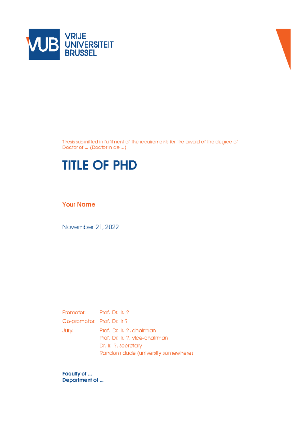 PhD Thesis Template Guidelines - VUB for Doctoral Submission - Studocu
