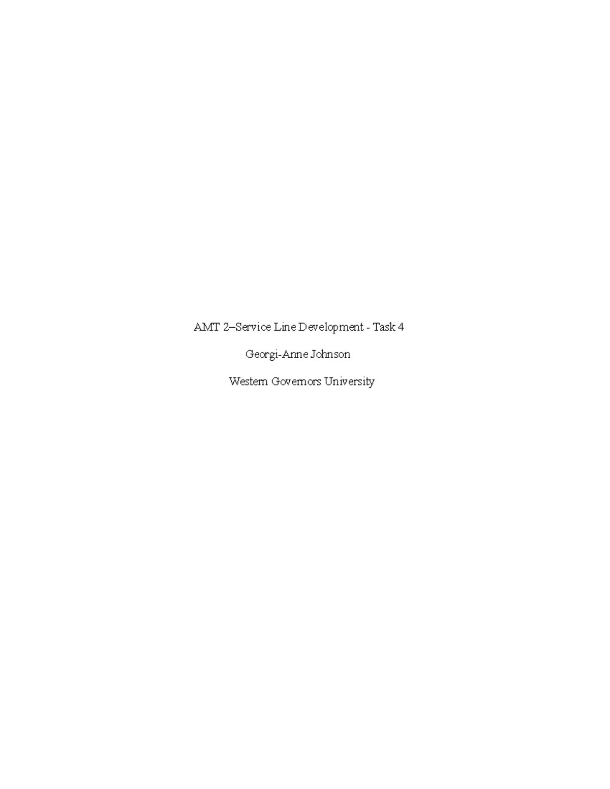 AMT 2 Task 4 - Service Line Development Analysis Document - Studocu