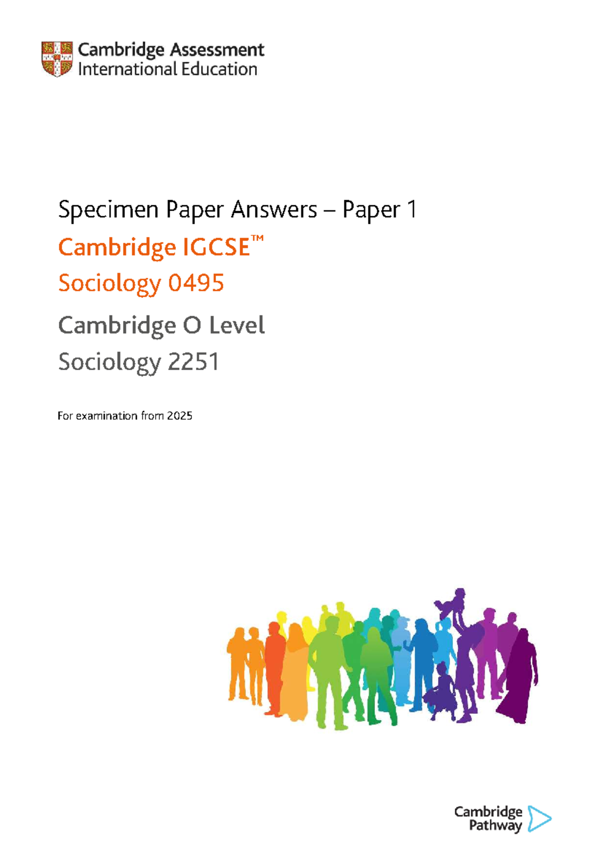 0495 Cambridge O Level Sociology Specimen Paper 1 Answers for 2025 ...