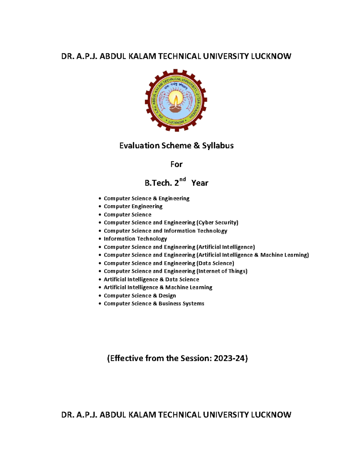 Syllabus B.2 - 2nd Year Computer Science & Engineering (2023-24) - Studocu