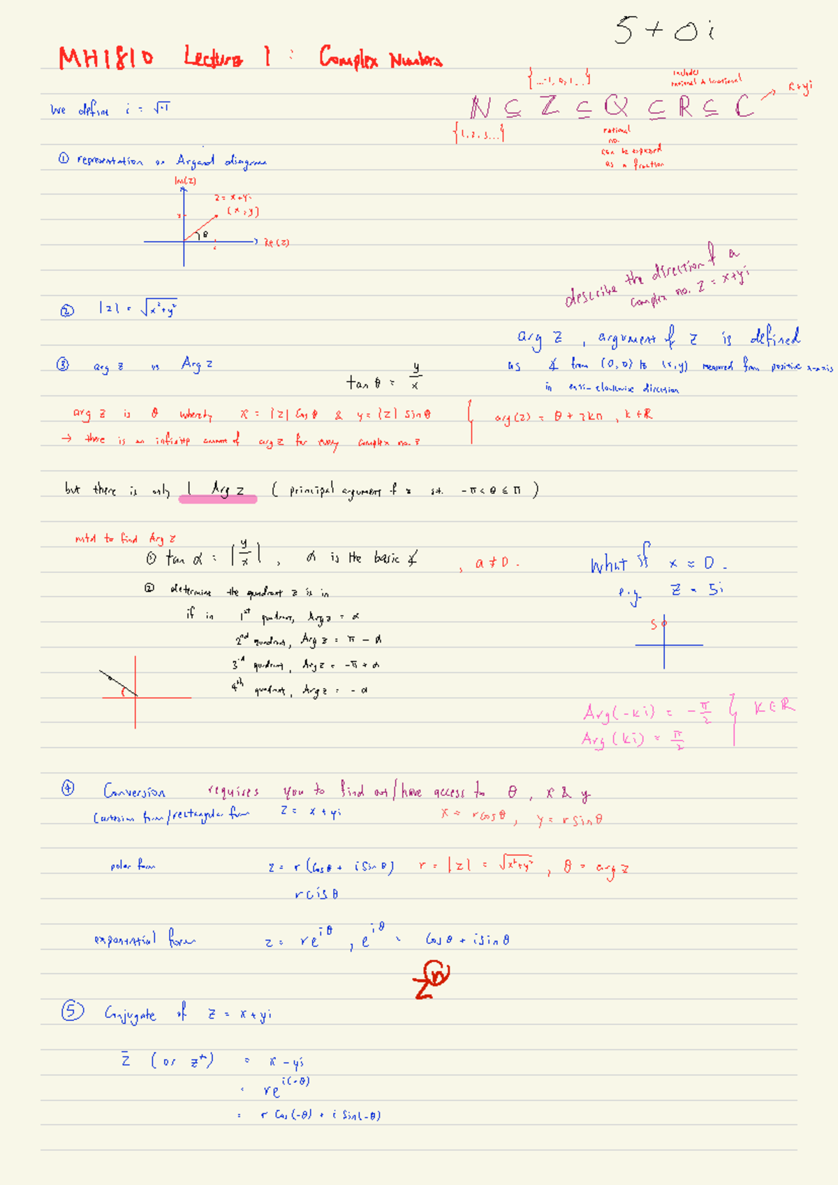 Complex Numbers: Lecture Notes for MH1810 Tutorial 1 - Studocu