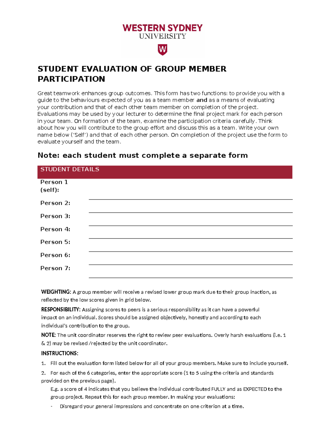 Peer evaluation of group member participation for project assessment ...