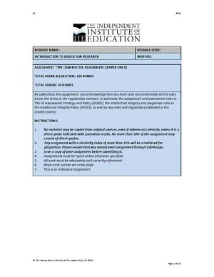 INER7411 MO - Comprehensive Guide to Education Research Module - Studocu