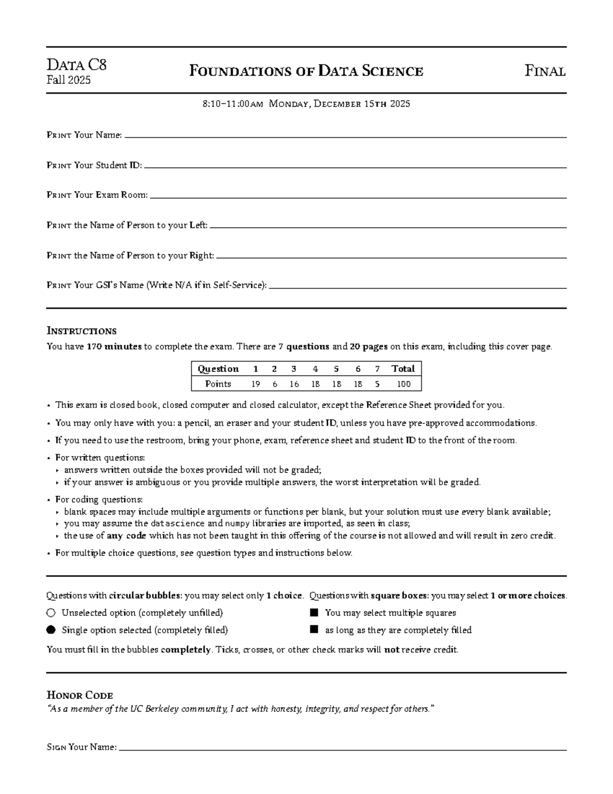 Data C8 Fall 2025 Final Exam Instructions and Questions - Studocu