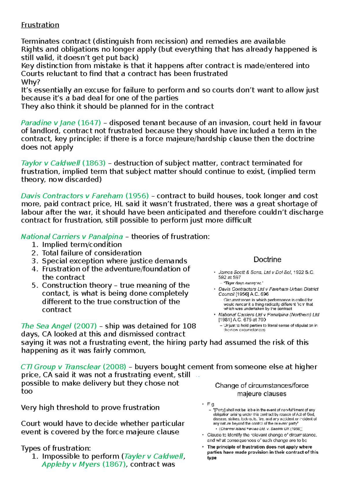 Contract Frustration - Lecture Notes 7-8 - Studocu