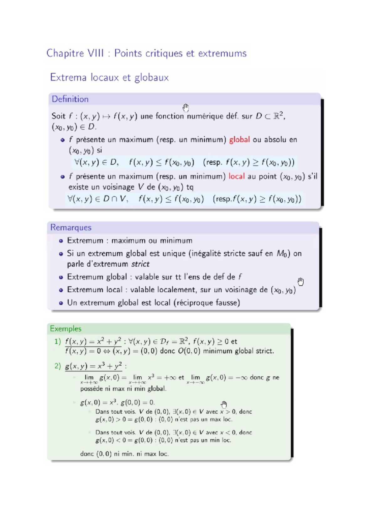 Points critiques et extremums - Mathématiques - Studocu