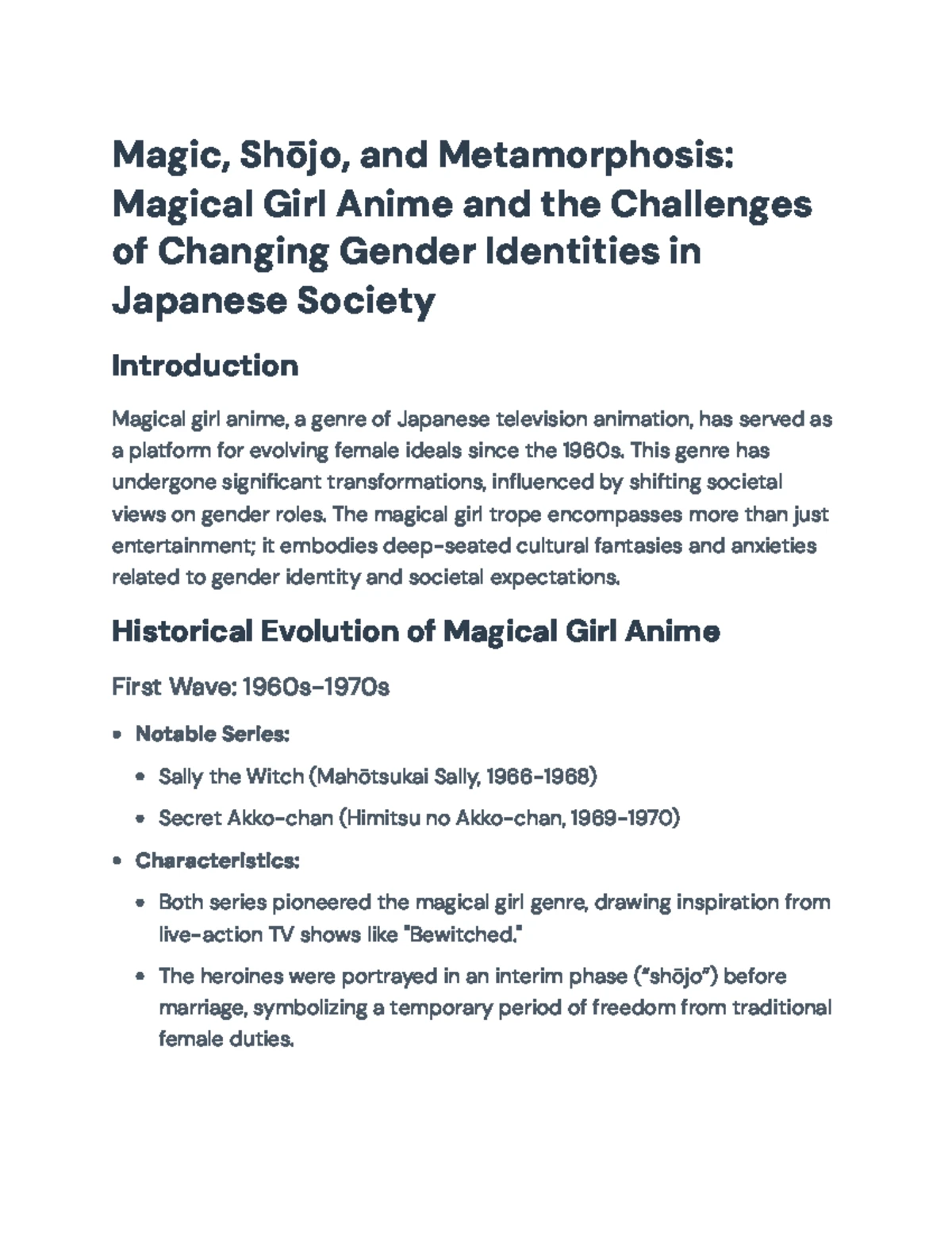 **OL2: Gender Identity Metamorphosis in Magical Girl Anime Culture ...