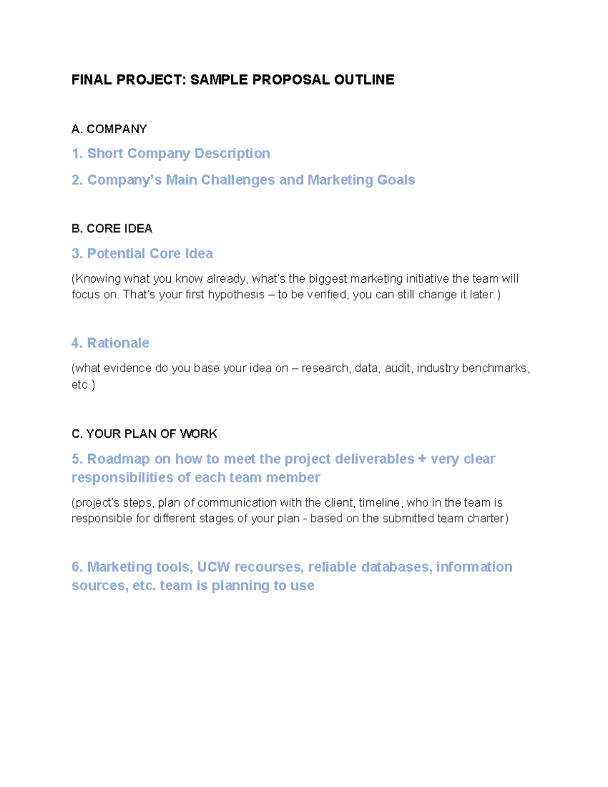 FINAL PROJECT: Sample Proposal Outline for Marketing Initiatives - Studocu