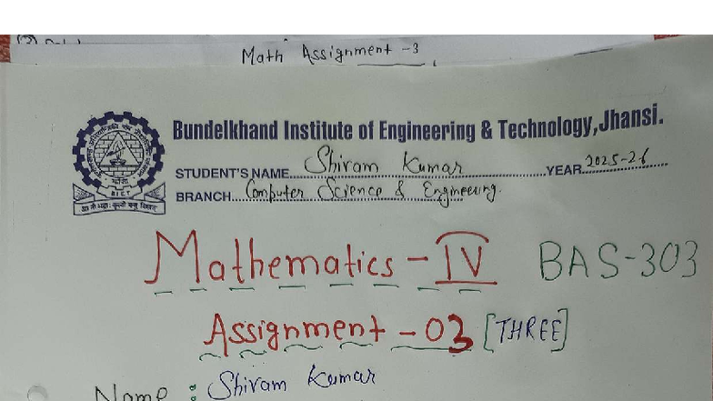 M4 Mathematics IV Assignment 03 - Skewness and Kurtosis Analysis - Studocu