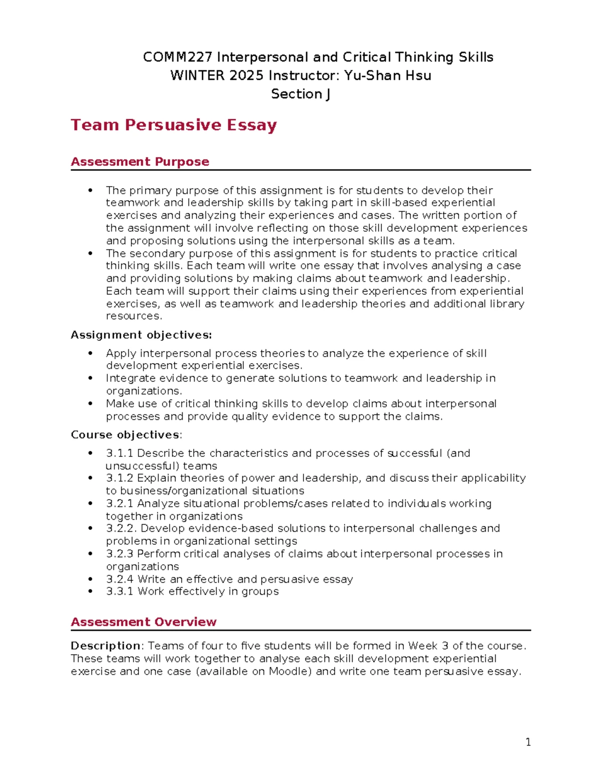 COMM 227 Individual Reflection Essays Guidelines Up to Date - COMM227 ...