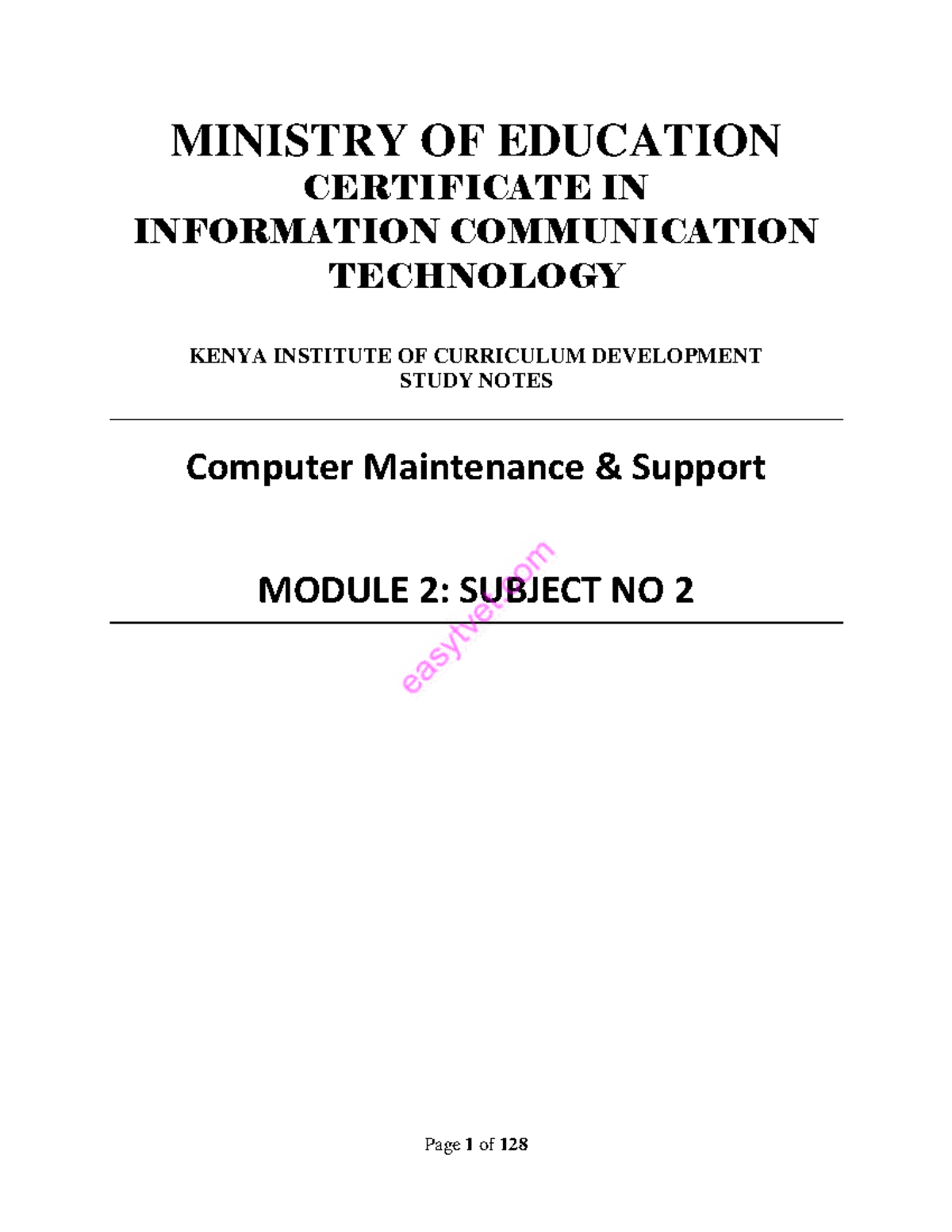 COMP 202: Study Notes on Computer Maintenance Support - Module 2 - Studocu