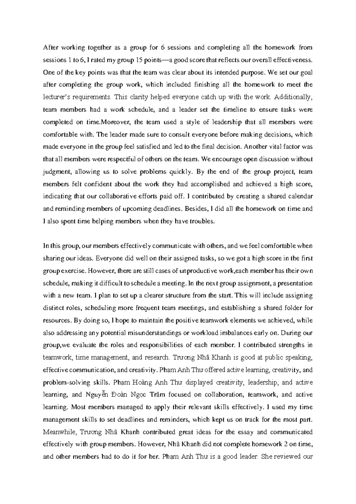 Group Project Reflection and Evaluation - HW 6.1 BAS-T125WSB-7 - Studocu