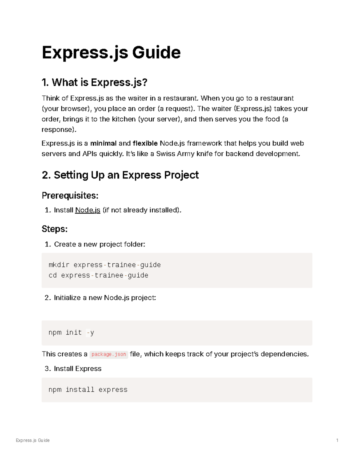 Express Guide - backend fremwork - Express Guide 1. What is Express ...
