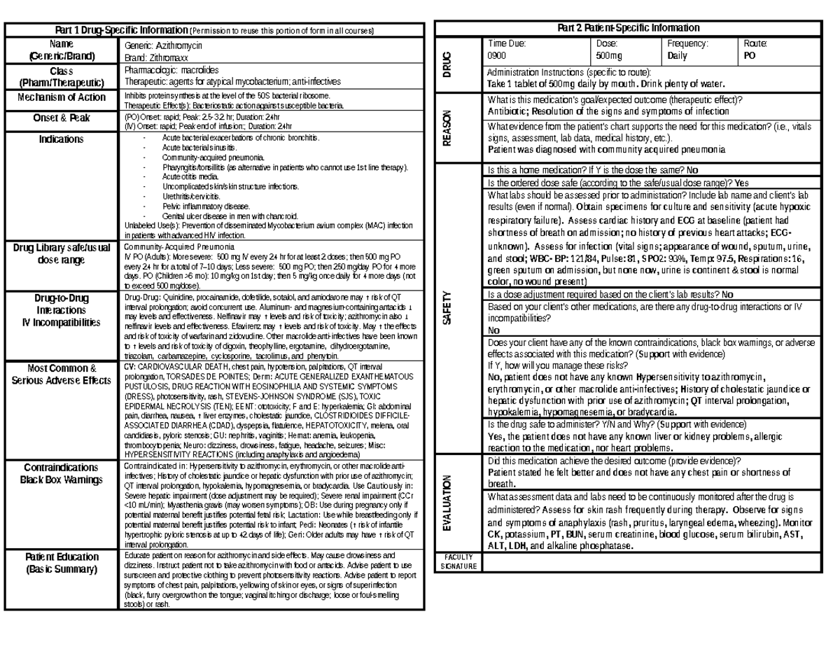 Azithromycin (DRUG) - Dose Range, Interactions, Adverse Effects ...