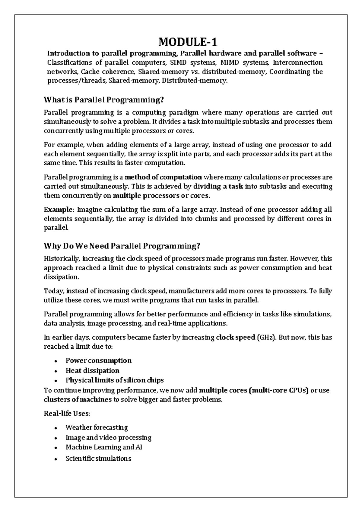 BCS702 Parallel Programming: Hardware, Software, and Classifications ...