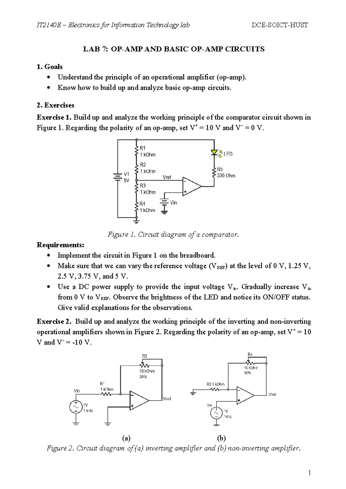 IT2140E Lab 07: Operational Amplifiers & Basic Circuits - Studocu