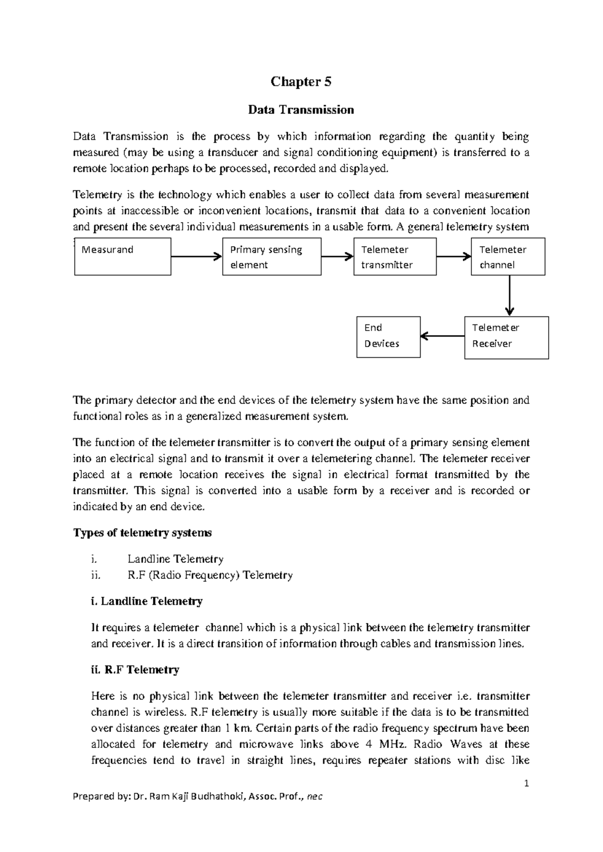 Chapter 5 - Data Transmission Concepts and Telemetry Systems - Studocu
