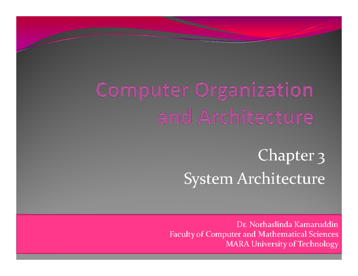 Chapter 3: System Architecture Overview - CSC429 - Studocu
