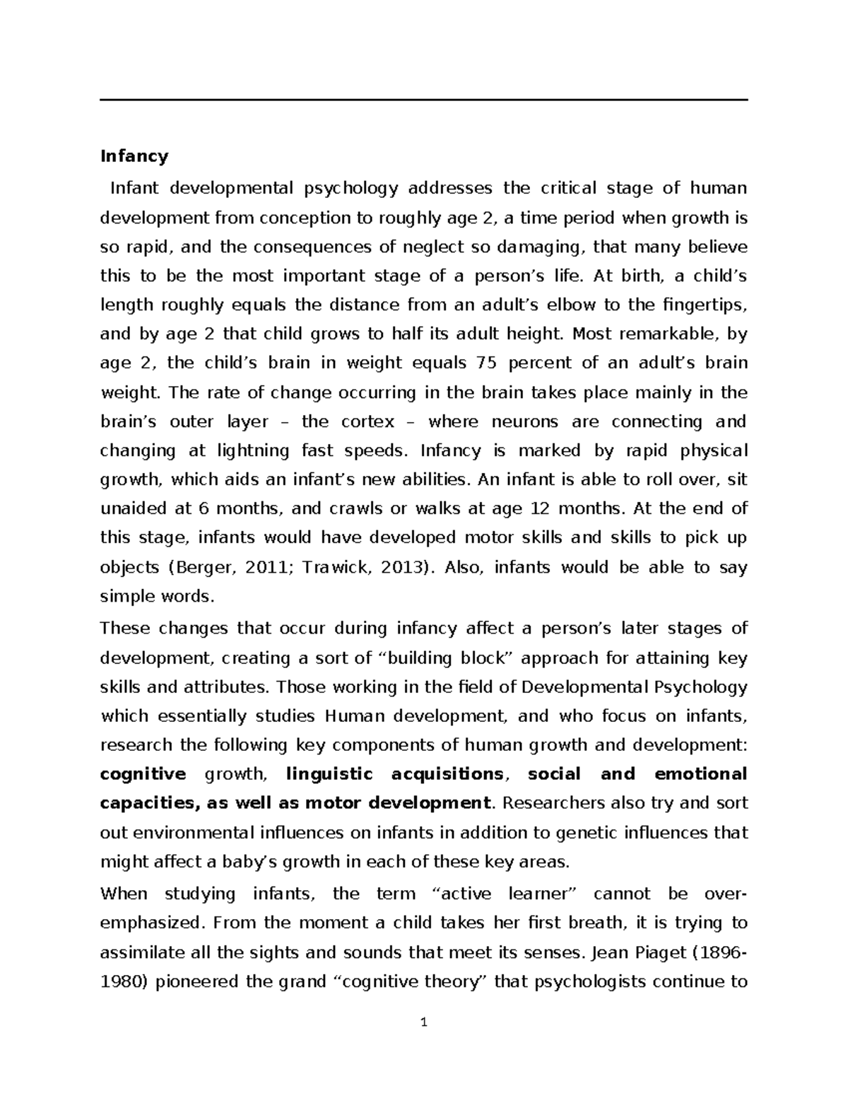 Developmental Psychology of Infancy: Key Concepts and Milestones - Studocu
