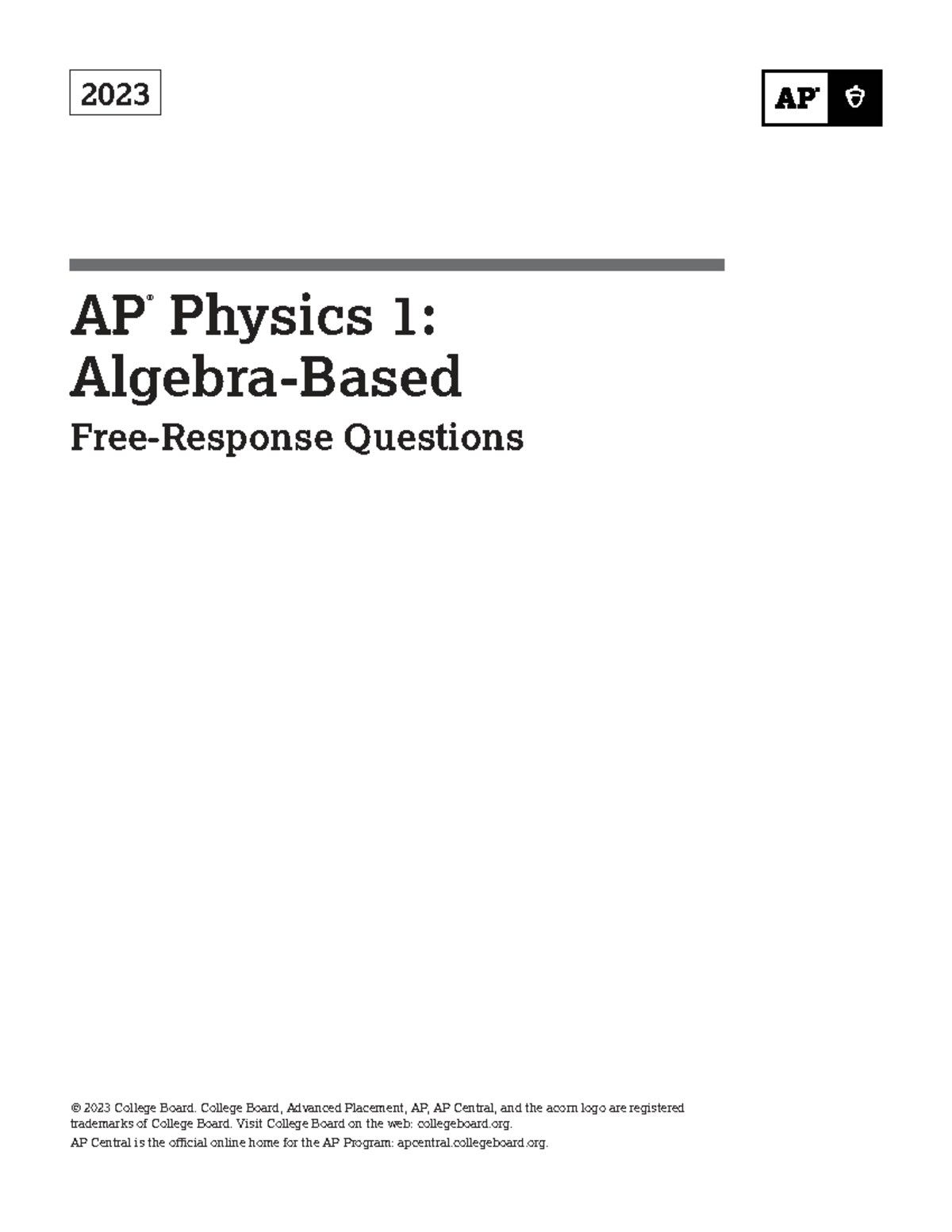 AP Physics 1 2023: Free Response Questions Practice - Studocu