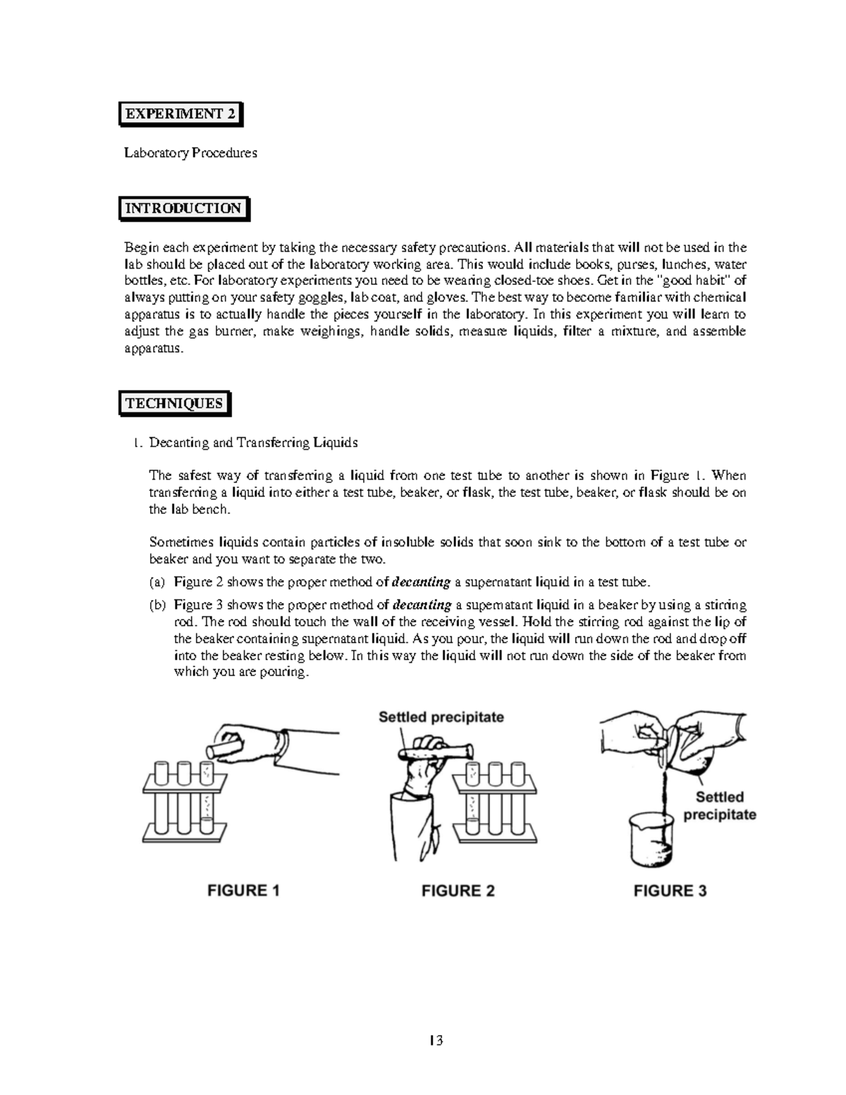 Lab Procedures for Experiment 2: Safety and Techniques (CHEM 101) - Studocu