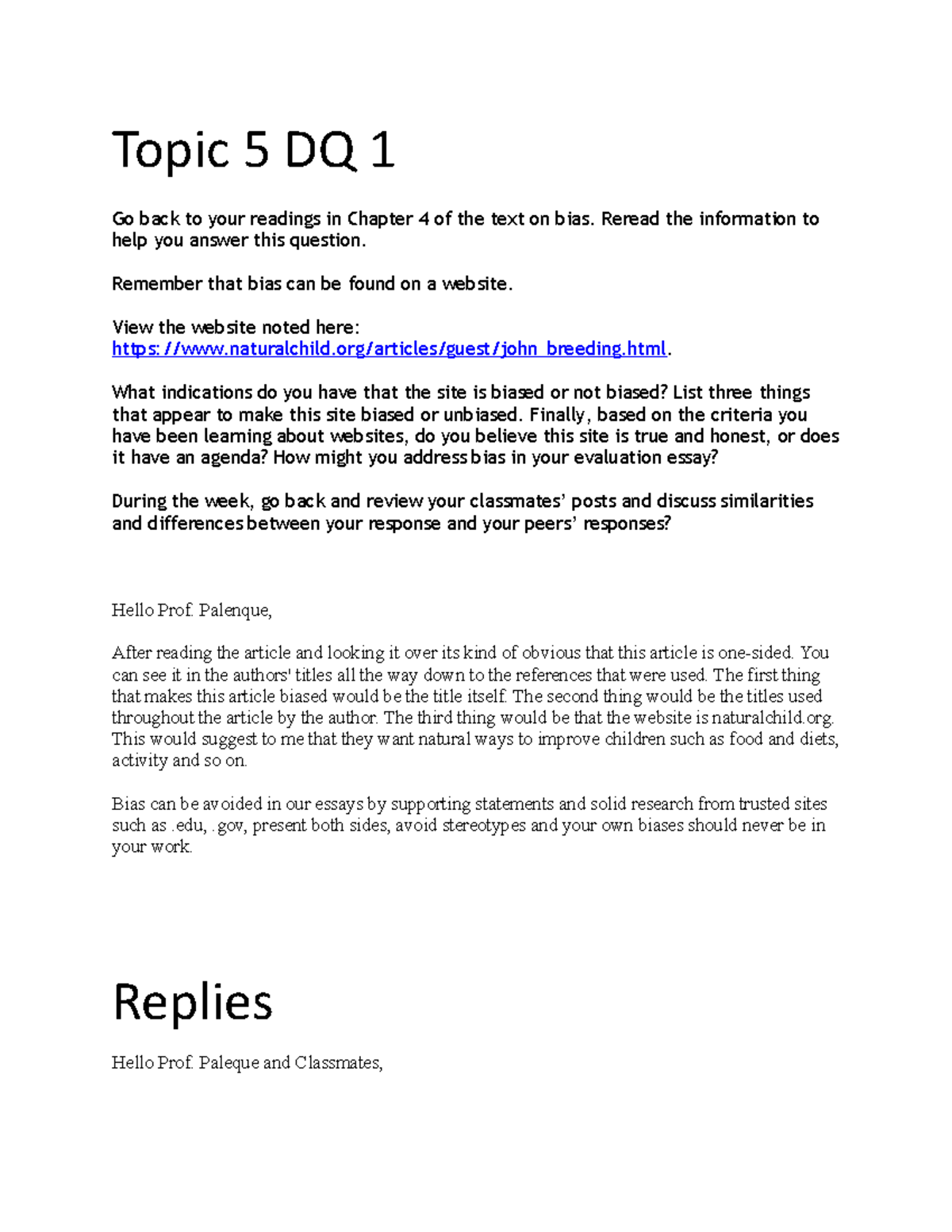 Topic 5 DQ 1: Analyzing Website Bias and Its Impact on Evaluation ...