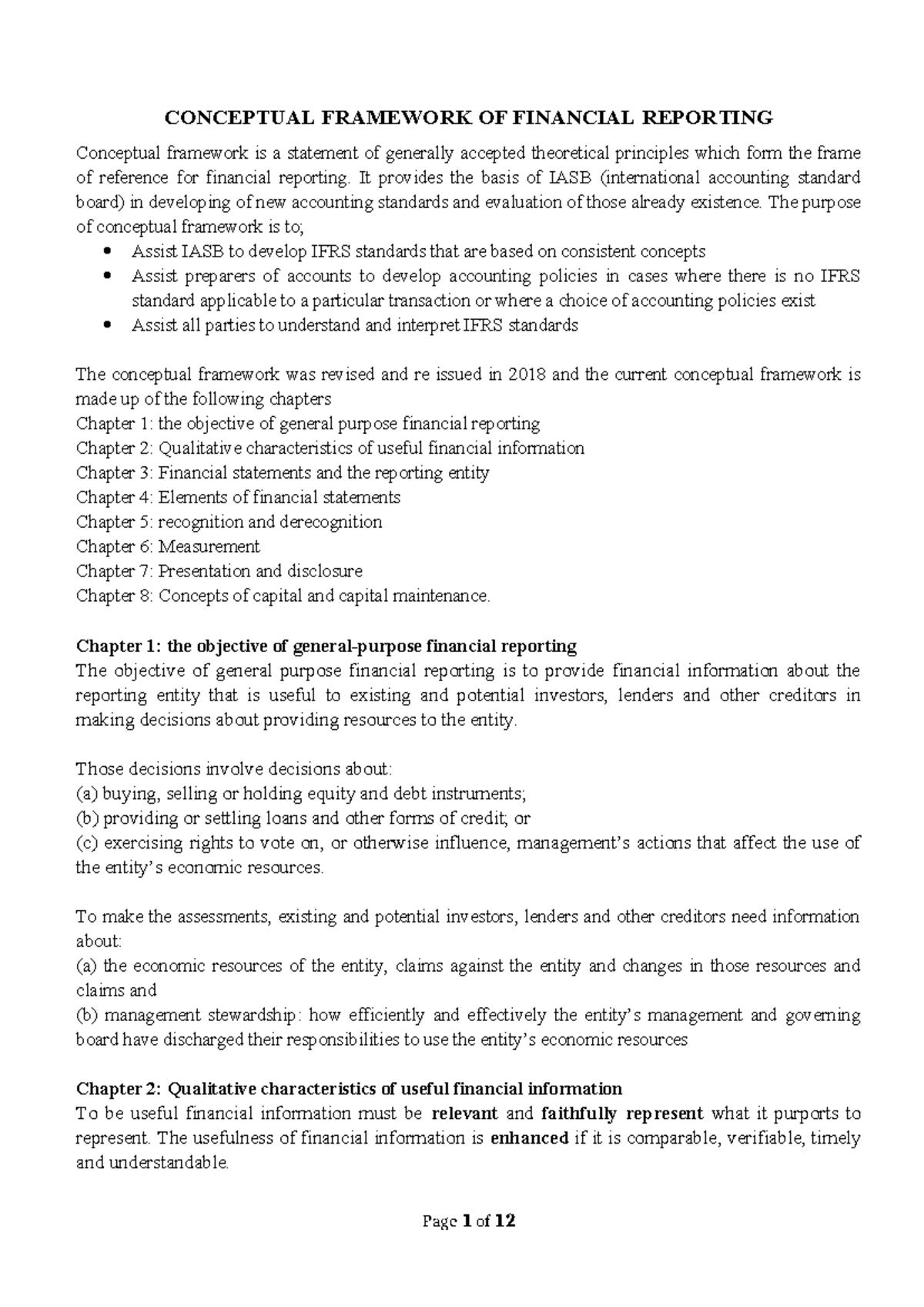 Intermediate Acc 1 Conceptual Framework and Financial Reporting ...