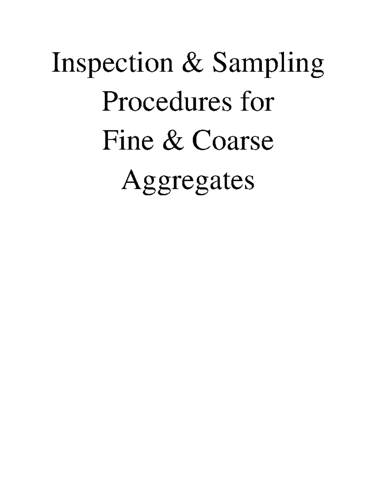Inspection Sampling Procedures for Fine and Coarse Aggregates - Studocu
