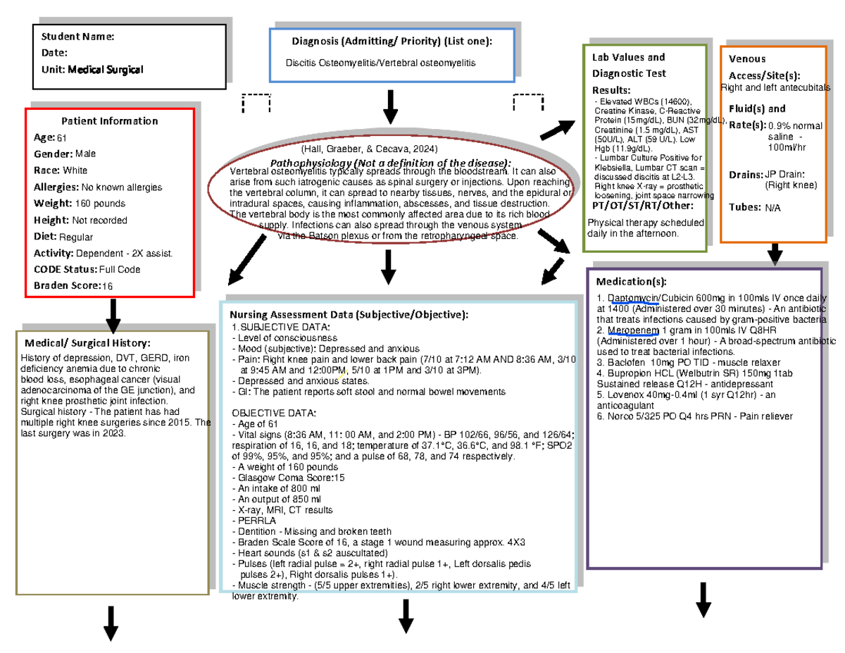 NURS 3661 - Nursing of Adults: Concept Map for Discitis & Osteomyelitis ...