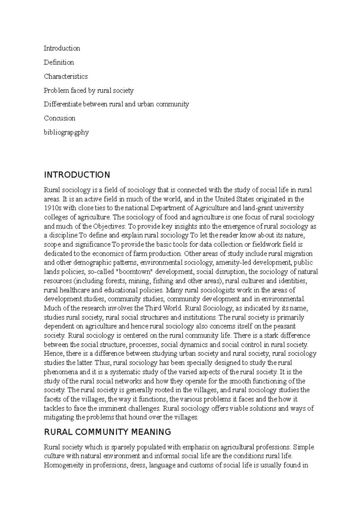 Unit 3 - Rural Community,definition,nature,problems,difference with ...