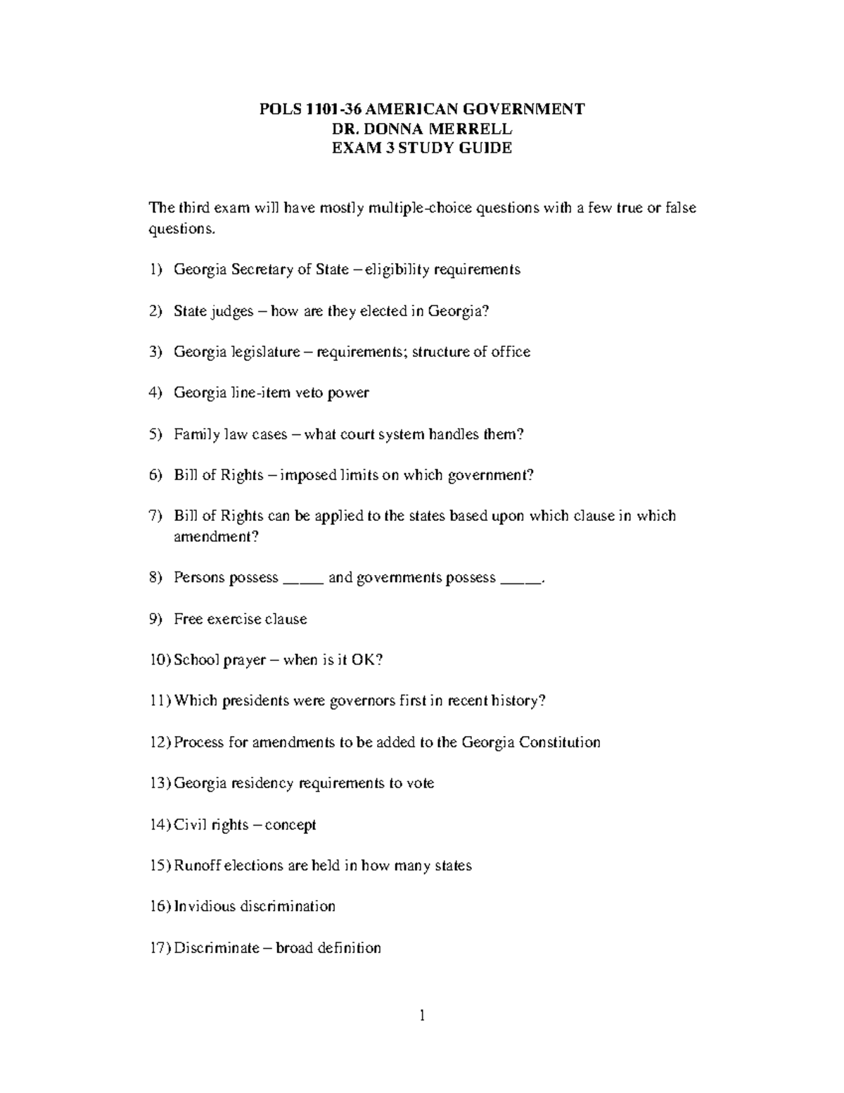 POLS 1101 Exam 3 Study Guide: Key Concepts & Questions Overview - Studocu