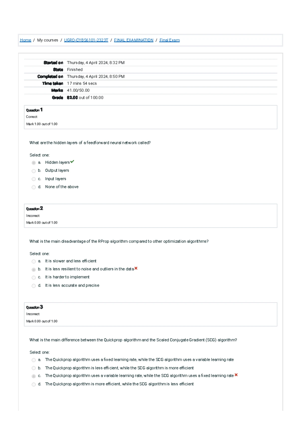 Prelim-Exam -Attempt-review-ia - Home / My courses / UGRD-AI6100-2323T ...