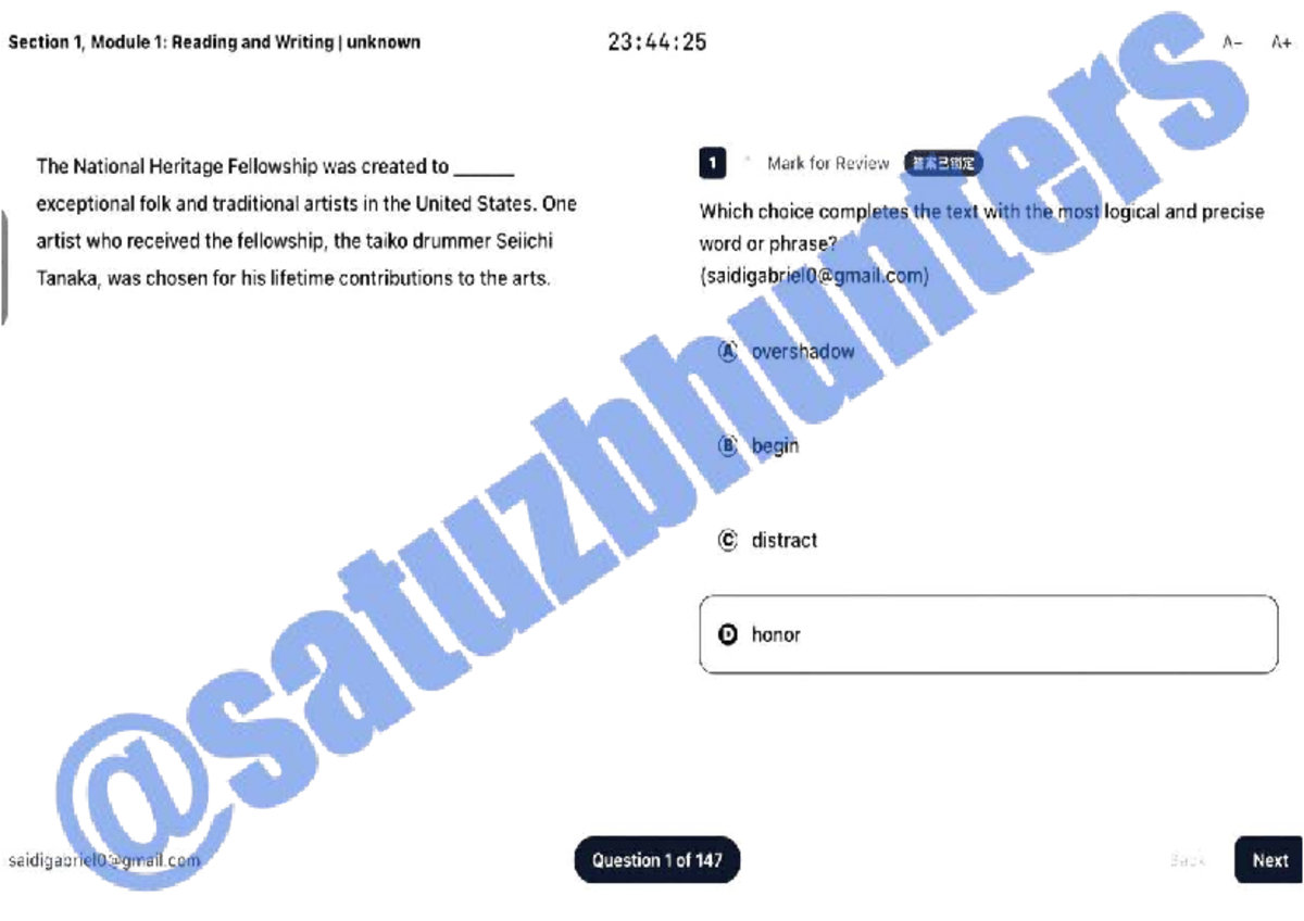 SAT October Full Exam 2025: Section 1, Module 1 Reading & Writing - Studocu