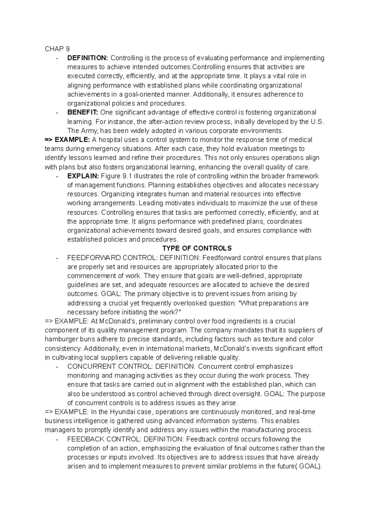 CHAP 9: Principles of Management - Understanding Control Mechanisms ...